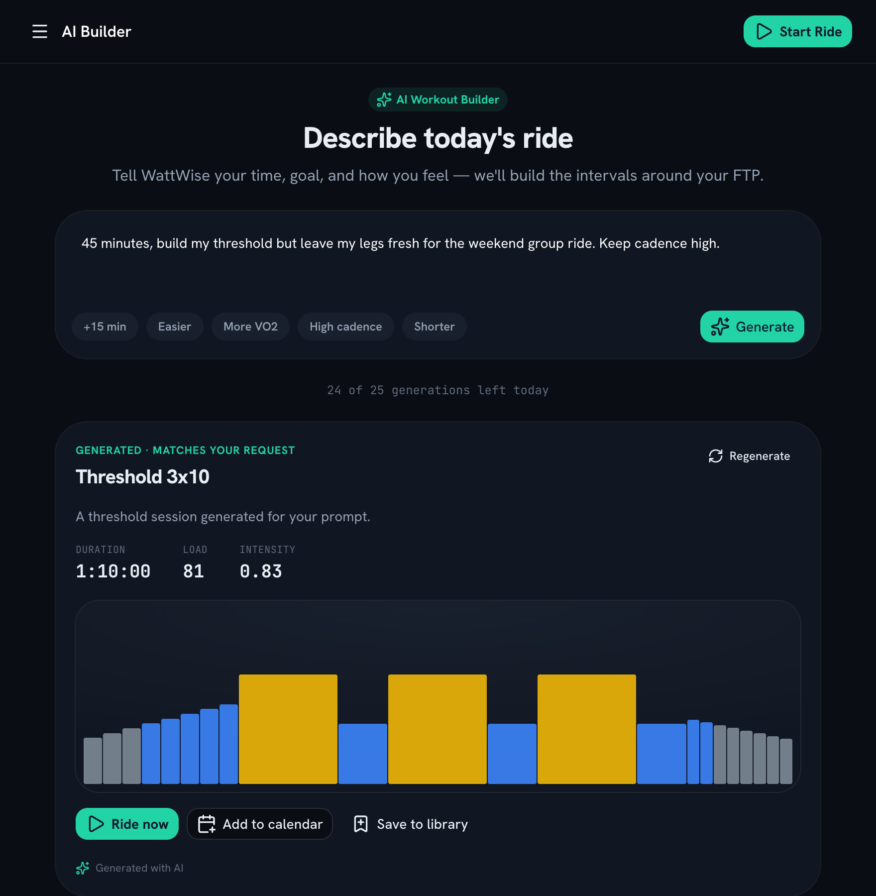 WattWise — AI workout builder